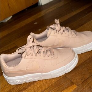 Women's Pink/Beige Nike Air Force Sneakers